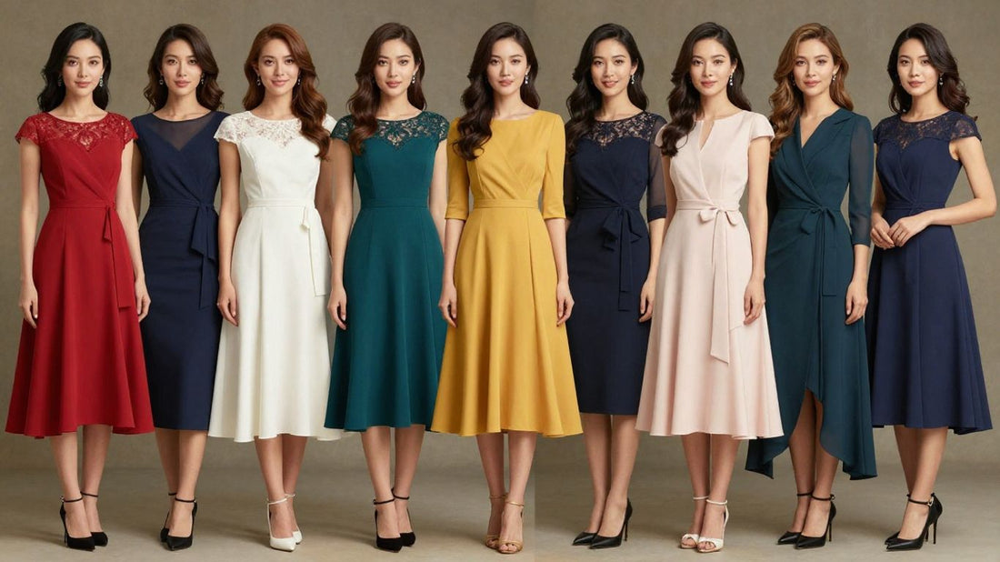 Elegant 3/4 sleeve wedding guest dresses for all seasons.