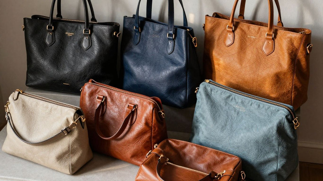 Various stylish shoulder bags in different colors and materials.