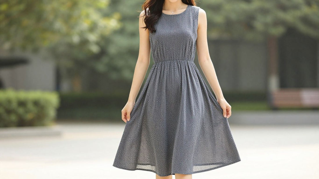 Woman wearing a casual A-line dress