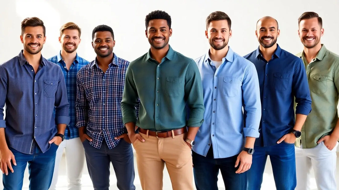 Men wearing affordable, stylish button-down shirts.