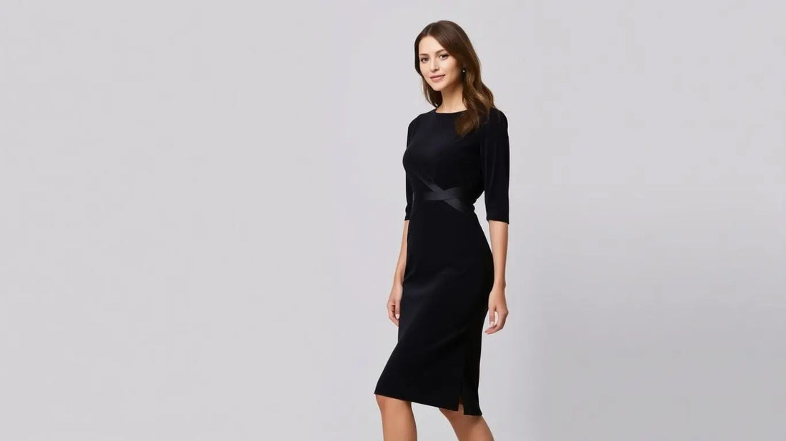 Elegant formal midi dress with sleeves