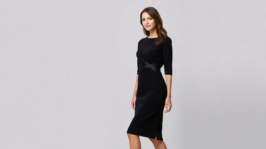 Elegant formal midi dress with sleeves