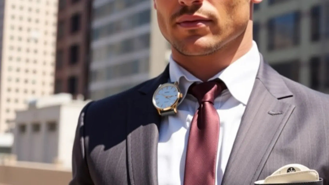 Man in suit with stylish accessories.